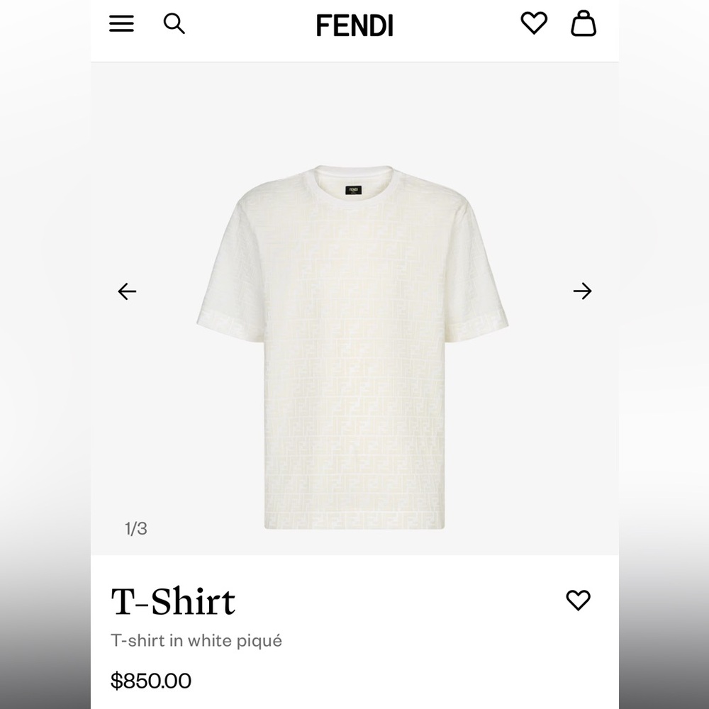 Men’s White Fendi FF T-Shirt (S but fits like M)